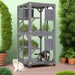 Wooden Cat House with Asphalt Roof and Large Front Door in Grey - Little and Giant Explorers Costway