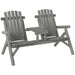 Wooden Chair Bench | 2 Seats with Centre Coffee Table in Grey - Little and Giant Explorers Outsunny