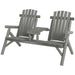 Wooden Chair Bench | 2 Seats with Centre Coffee Table in Grey - Little and Giant Explorers Outsunny