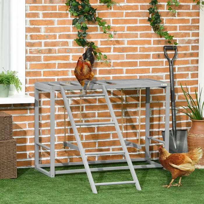 Wooden Chicken Activity Centre | Double Swing, Ladder and Perches 3–4 Chickens PAWHUT - Little and Giant Explorers PawHut