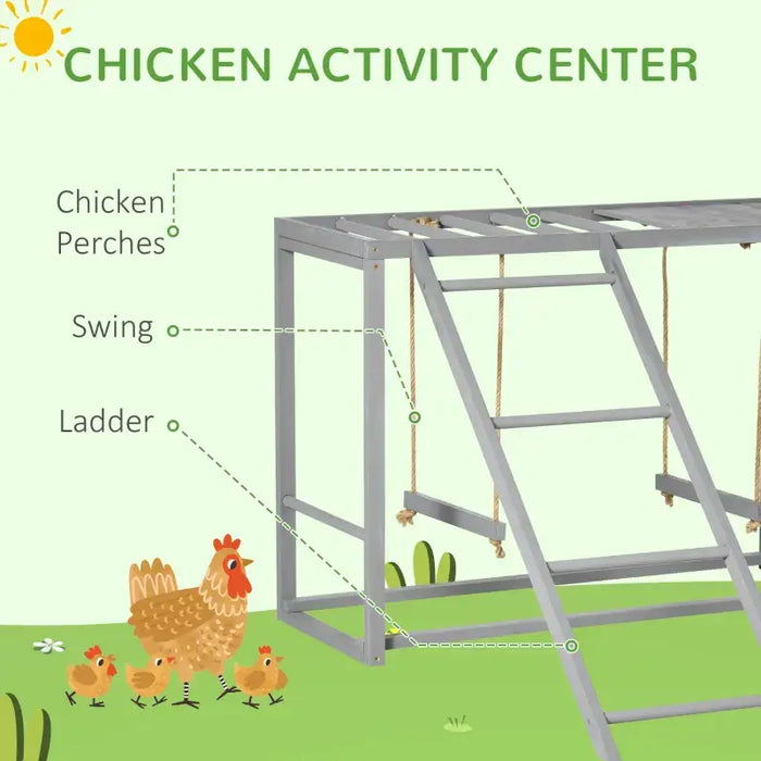 Wooden Chicken Activity Centre | Double Swing, Ladder and Perches 3–4 Chickens PAWHUT - Little and Giant Explorers PawHut