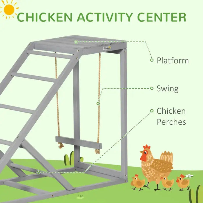 Wooden Chicken Activity Centre | Hen Swing, Perches and Platform PAWHUT - Little and Giant Explorers PawHut