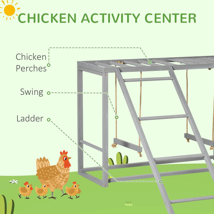 Wooden Chicken Activity Play with Swing Set for 3-4 Chickens - Little and Giant Explorers PawHut