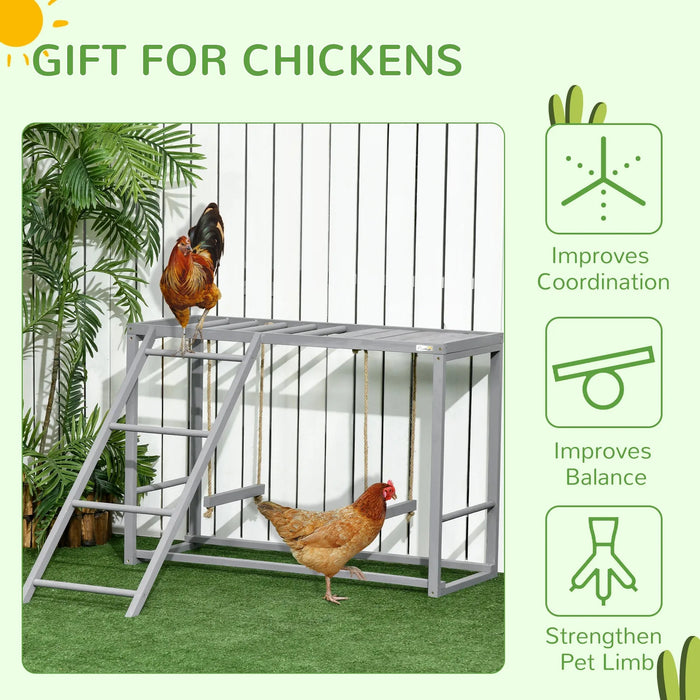 Wooden Chicken Activity Play with Swing Set for 3-4 Chickens - Little and Giant Explorers PawHut