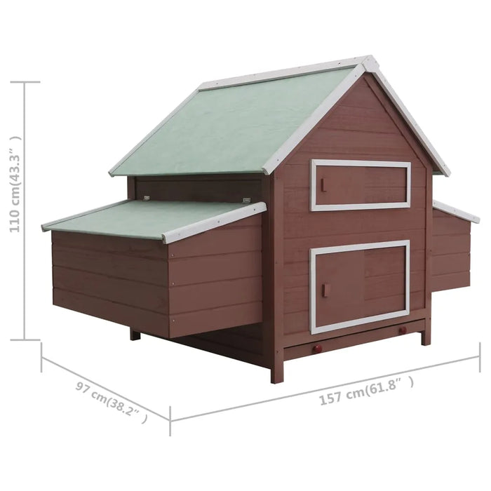 Wooden Chicken Coop in Brown (157 x 97 x 110cm) - Little and Giant Explorers vidaXL