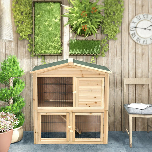 Wooden Chicken Coop | Double Storey Hutch with Ramp and Lockable Door COSTWAY - Little and Giant Explorers Costway