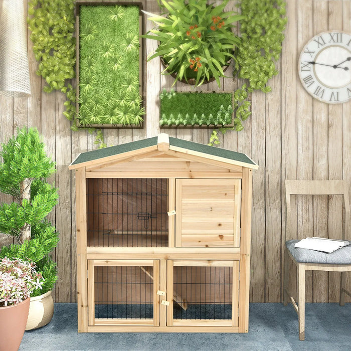 Wooden Chicken Coop | Double Storey Hutch with Ramp and Lockable Door COSTWAY - Little and Giant Explorers Costway