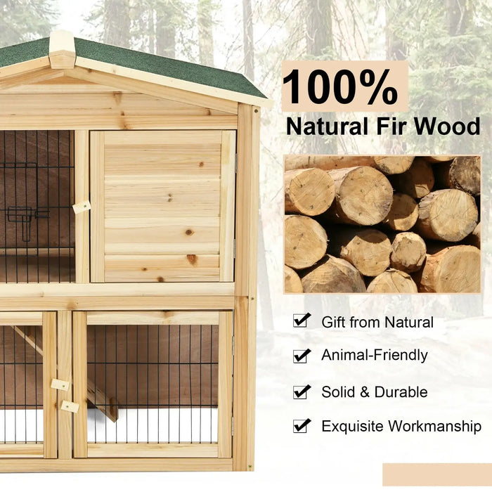 Wooden Chicken Coop | Double Storey Hutch with Ramp and Lockable Door COSTWAY - Little and Giant Explorers Costway