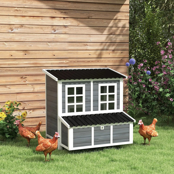 Wooden Chicken Coop with Nesting Box | 4-6 Chickens | 100 x 86 x 100cm - Little and Giant Explorers PawHut