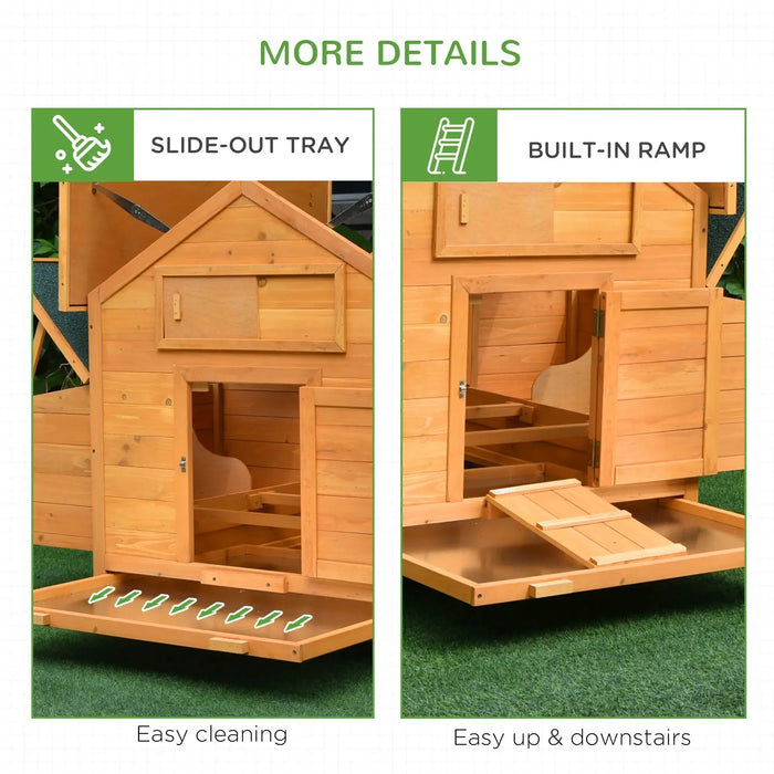 Wooden Chicken Coop with Nesting Boxes and Tray in Yellow - Little and Giant Explorers PawHut