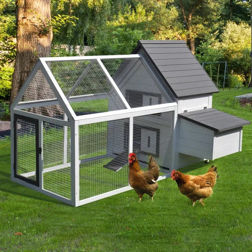 Wooden Chicken Coop with Outdoor Pen (166 x 124 x 112cm) - Little and Giant Explorers PawHut