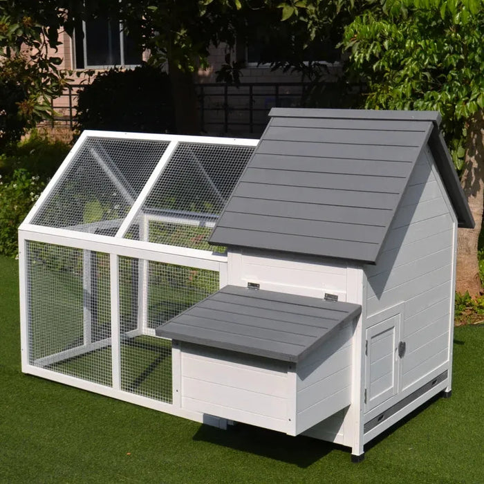 Wooden Chicken Coop with Outdoor Pen (166 x 124 x 112cm) - Little and Giant Explorers PawHut