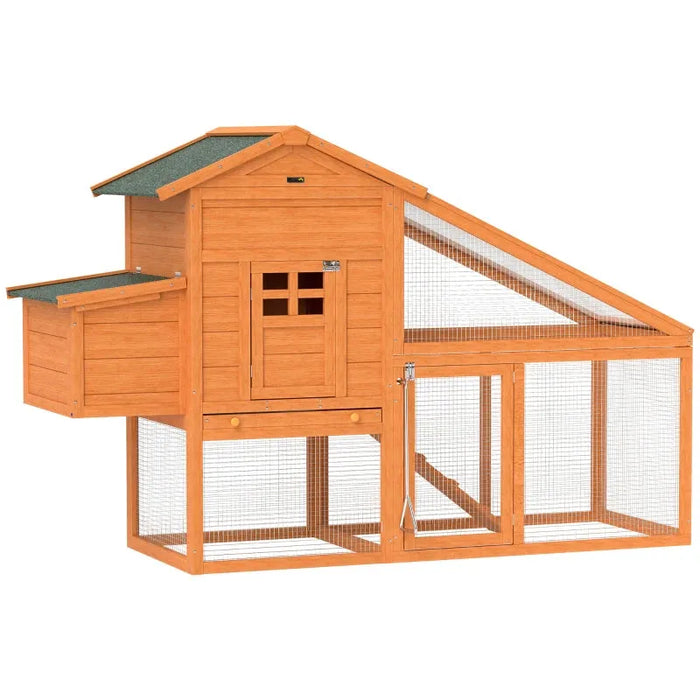 Wooden Chicken Coop with Run and Perches (179 x 67 x 115cm) - Little and Giant Explorers PawHut