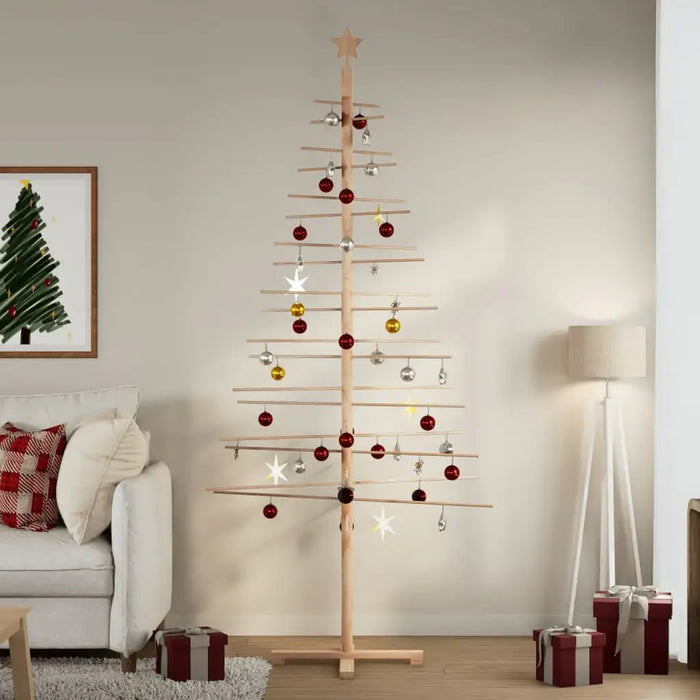 Wooden Christmas Tree 210cm - Solid Pine and Bamboo | Space-Saving DIY Festive Design VIDAXL - Little and Giant Explorers vidaXL