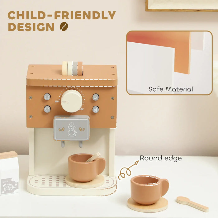 Wooden Coffee Machine Playset | 11-Piece Barista Role-Play Café Set - Interactive Features AIYAPLAY - Little and Giant Explorers