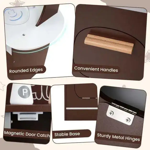 Wooden Corner Play Kitchen – Brown | Lights, Sounds, Coffee Machine and Storage COSTWAY - Little and Giant Explorers Costway