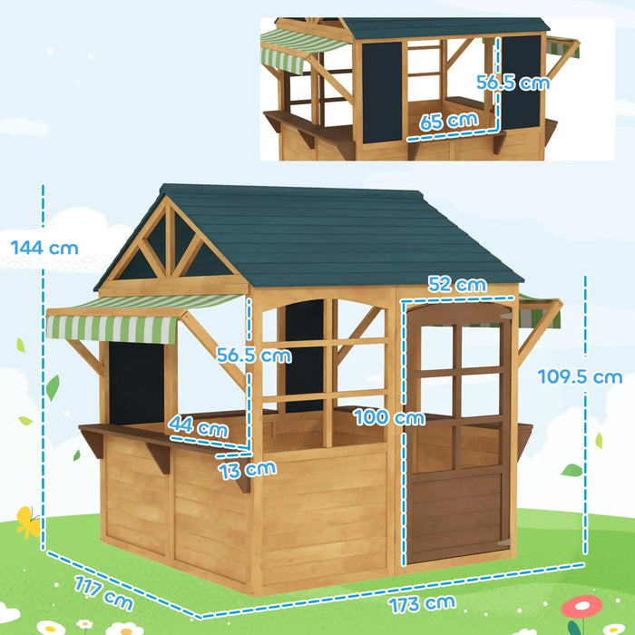 Wooden Wendy House with Service Stations - Little and Giant Explorers AIYAPLAY
