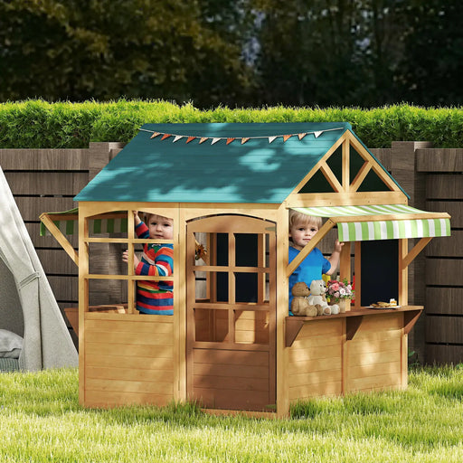 Wooden Wendy House with Service Stations - Little and Giant Explorers AIYAPLAY