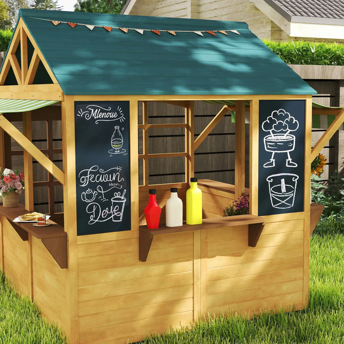 Wooden Wendy House with Service Stations - Little and Giant Explorers AIYAPLAY