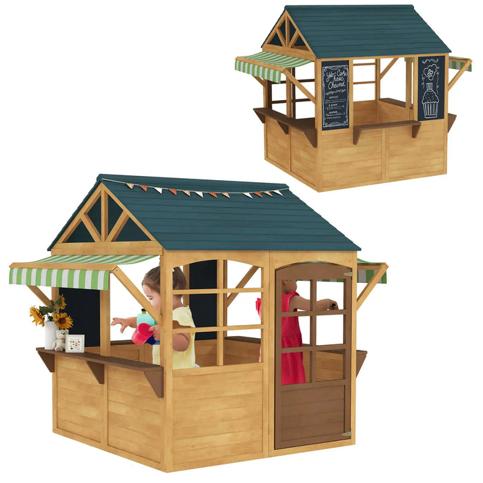 Wooden Wendy House with Service Stations - Little and Giant Explorers AIYAPLAY