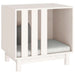 White wooden dog house minimalist design with cushion for small pets
