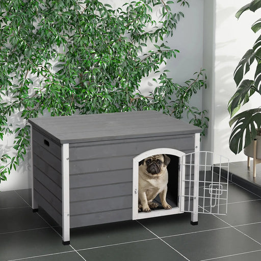 Wooden Dog House with Removable Bottom and Wire Door - Little and Giant Explorers PawHut