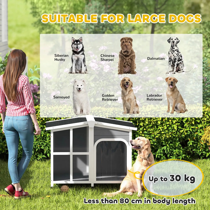 Wooden Dog Kennel with Removable Floor | Large Dogs in Grey - Little and Giant Explorers PawHut