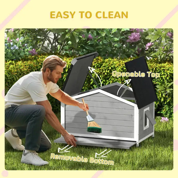 Wooden Dog Kennel with Windows and Openable Roof | Outdoor Pet House - Up to 20kg PAWHUT - Little and Giant Explorers PawHut