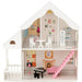 Wooden Dollhouse Playset | 6 Lifelike Rooms with 8 Mini Furniture Pieces - Little and Giant Explorers Costway