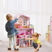 Wooden Dollhouse with Simulated Rooms and Furniture Set - Little and Giant Explorers Costway