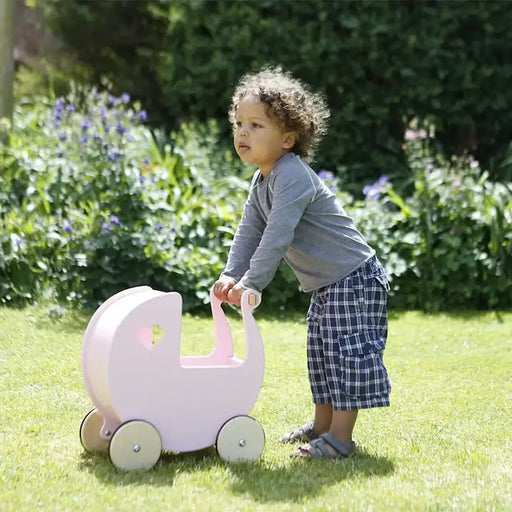 Wooden Dolls Pram | Premium Push-Along Toy (Pink Edition) - Little and Giant Explorers Moover