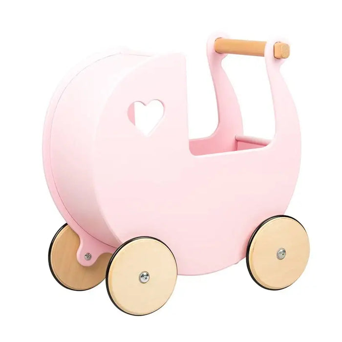 Wooden Dolls Pram | Premium Push-Along Toy (Pink Edition) - Little and Giant Explorers Moover