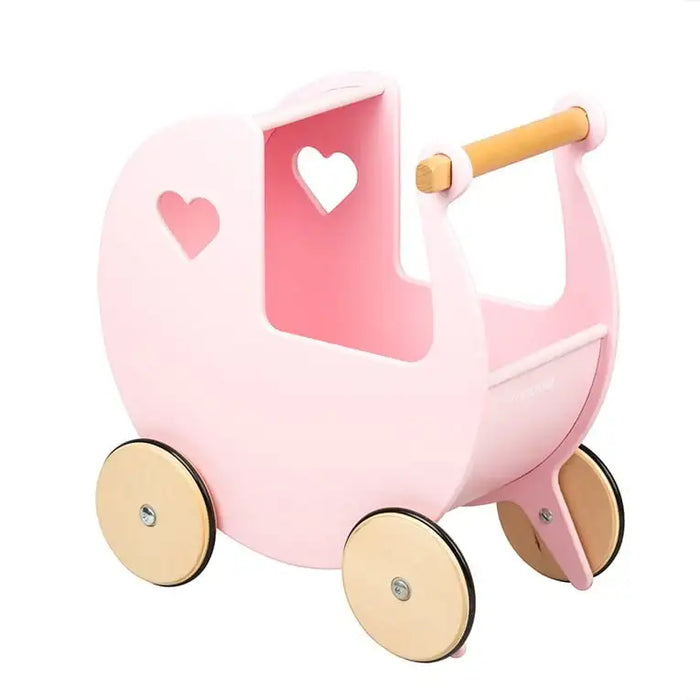 Wooden Dolls Pram | Premium Push-Along Toy (Pink Edition) - Little and Giant Explorers Moover