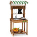 Wooden Double-Sided Mud Kitchen and BBQ Grill | Chalkboard and Accessories COSTWAY - Little and Giant Explorers Costway