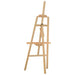 Natural solid pinewood easel stand with handle-operated height adjustment