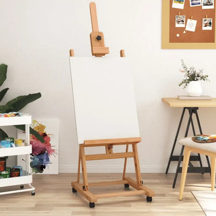 Easel Stand on Wheels in Solid Beech Wood (55 x 53.5 x 178cm) - Little and Giant Explorers vidaXL