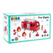 SOKA wooden fire engine truck playset box with firefighter figurines, ladder, and accessories.