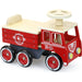 Wooden fire truck ride-on toy in red and natural beech wood with safety features, Vilac