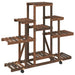 Wooden flower stand with multiple tiers, solid fir wood, 360-degree wheels, slatted shelves