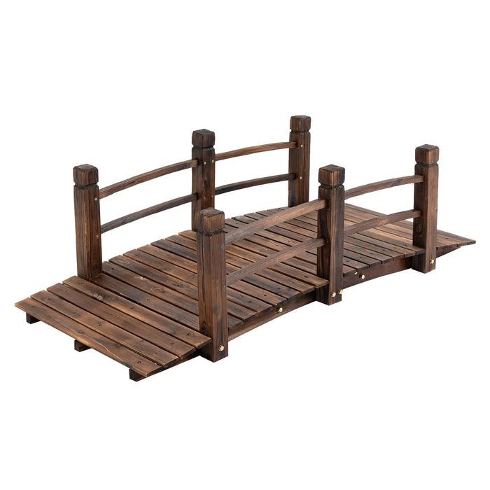 Wooden Garden Bridge | Stained Finish Arc 1.5m - Little and Giant Explorers Outsunny