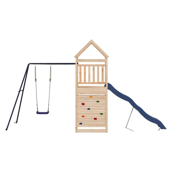Wooden Outdoor Playset | Pine Wood with Rock Wall and Single Swing Set - Little and Giant Explorers vidaXL