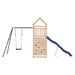 Wooden Outdoor Playset | Pine Wood with Rock Wall and Single Swing Set - Little and Giant Explorers vidaXL