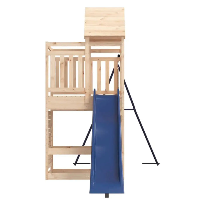 Wooden Outdoor Playset | Pine Wood with Rock Wall and Single Swing Set - Little and Giant Explorers vidaXL