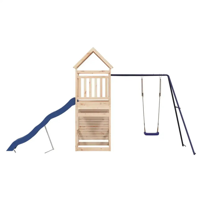 Wooden Outdoor Playset | Pine Wood with Rock Wall and Single Swing Set - Little and Giant Explorers vidaXL