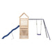 Wooden Outdoor Playset | Pine Wood with Rock Wall and Single Swing Set - Little and Giant Explorers vidaXL