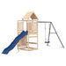 Wooden Outdoor Playset | Pine Wood with Rock Wall and Single Swing Set - Little and Giant Explorers vidaXL