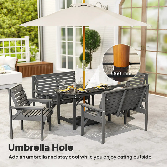 Wooden Garden Furniture Set Grey Fir Wood | 5-Piece with Umbrella Hole - Little and Giant Explorers Outsunny