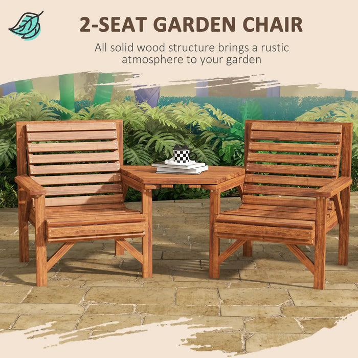 Wooden Garden Love Seat with Coffee Table - Little and Giant Explorers Outsunny