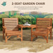 Wooden Garden Love Seat with Coffee Table - Little and Giant Explorers Outsunny