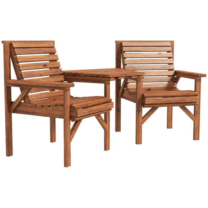 Wooden Garden Love Seat with Coffee Table - Little and Giant Explorers Outsunny